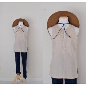 Vintage Linen/Cotton‎ Embroidered Tunic Blouse